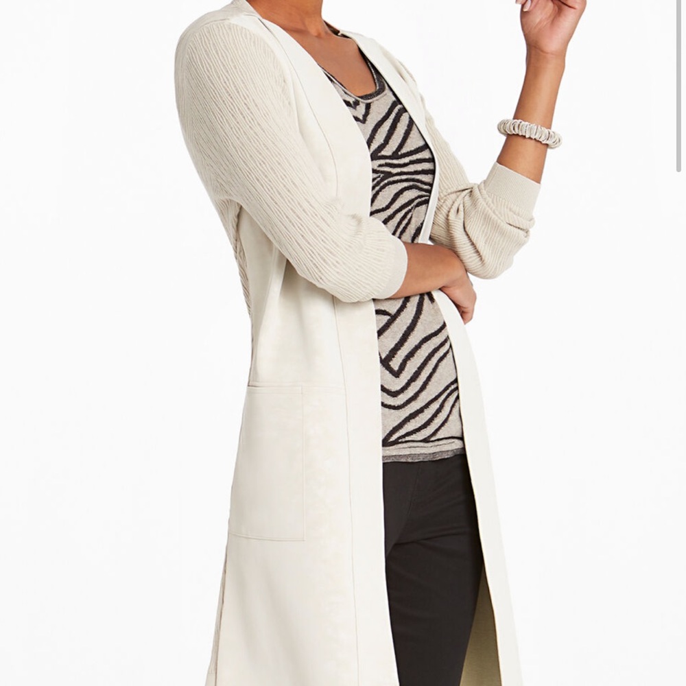 NWT Nic+ Zoe Royal Impression Faux Leather Sweater Jacket